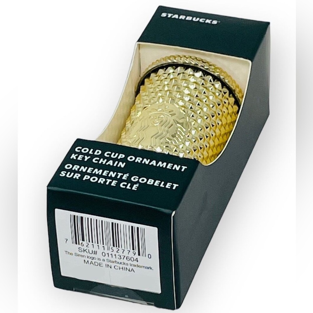 Starbucks Holiday Release 2022. Gold Chrome Ornament & Cold Cup Key Chain. BNWT - Picture 2 of 4